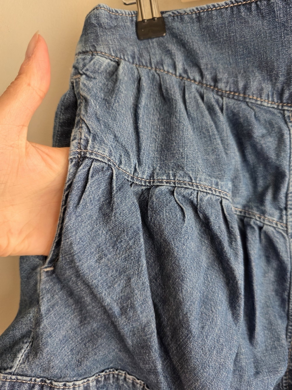 Free People We The Free Fleur Denim Shorts Tiered Flouncy Button Front Medium - Picture 8 of 10